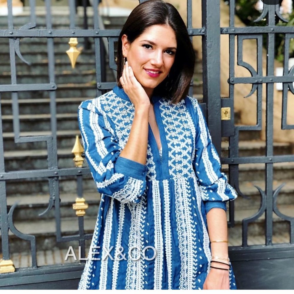 ZARA EMBROIDERED MINI DRESS BLUE - 4786/057 - Picture 3 of 6